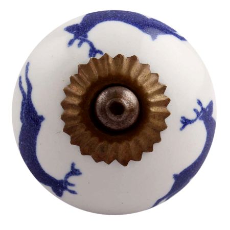 Blue Running Rein Deer Pattern Ceramic Dresser Knob Online